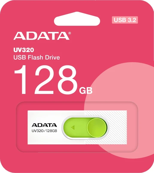 Флеш Диск A-Data 128GB UV320 AUV320-128G-RWHGN USB3.2 белый/зеленый Флеш Диск A-Data 128GB UV320 AUV320-128G-RWHGN USB3.2 белый/зеленый