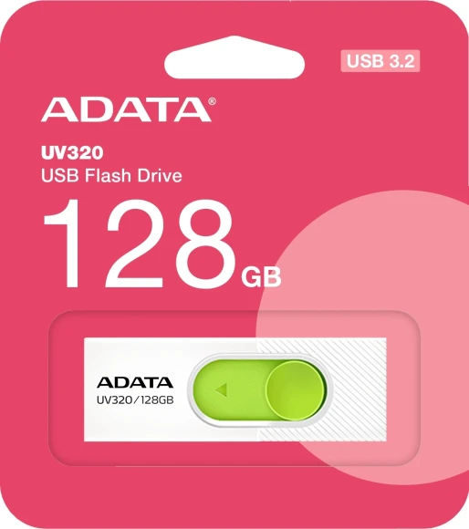 Флеш Диск A-Data 128GB UV320 AUV320-128G-RWHGN USB3.2 белый/зеленый Флеш Диск A-Data 128GB UV320 AUV320-128G-RWHGN USB3.2 белый/зеленый