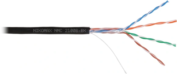Кабель сетевой информационный Nikomax NMC 2100B-BK кат.5E U/UTP 4 пары 24AWG PE внутренний 305м черный Кабель сетевой информационный Nikomax NMC 2100B-BK кат.5E U/UTP 4 пары 24AWG PE внутренний 305м черный