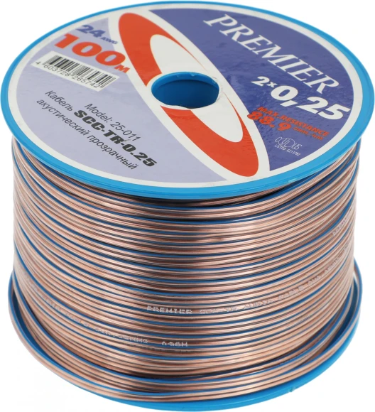 Кабель акустический Premier SCC-TR CCA 100м. прозрачный (25-011 100)