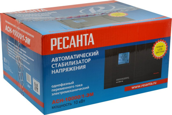 Стабилизатор напряжения Ресанта АСН-10000/1-ЭМ однофазный черный (63/1/8)