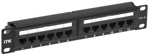Патч-панель ITK PP12-1UC5ES-D05-10 10" 1U 12xRJ45 кат.5E STP