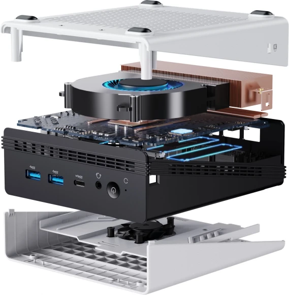 ПК Мини Chuwi UBox Ryzen 5 6600H (3.3) 16Gb SSD512Gb 660M Windows 11 Pro 2x2.5GbitEth WiFi BT 90W белый/черный