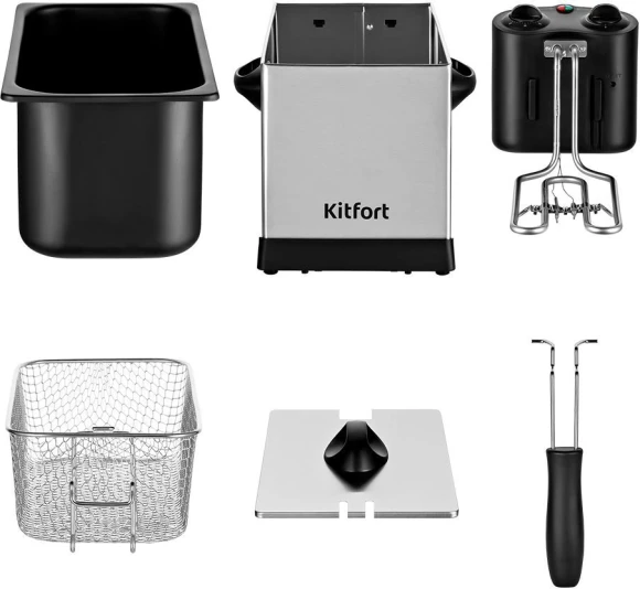 Фритюрница Kitfort КТ-4052 2000Вт серебристый/черный Фритюрница Kitfort КТ-4052 2000Вт серебристый/черный
