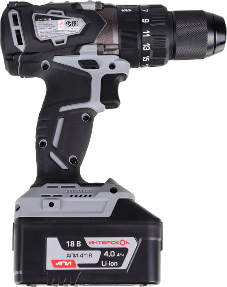 Дрель-шуруповерт Интерскол ДАУ-13/18В аккум. патрон:быстрозажимной (кейс в комплекте) (574.4.1.70)