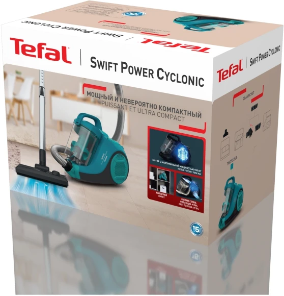 Пылесос Tefal Swift Power Cyclonic TW2922EA 2100Вт бирюзовый/черный Пылесос Tefal Swift Power Cyclonic TW2922EA 2100Вт бирюзовый/черный