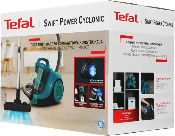 Пылесос Tefal Swift Power Cyclonic TW2922EA 2100Вт бирюзовый/черный Пылесос Tefal Swift Power Cyclonic TW2922EA 2100Вт бирюзовый/черный