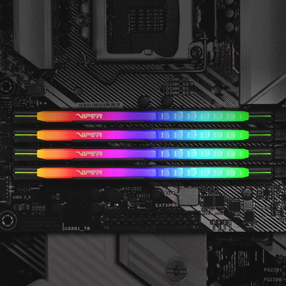 Память DDR4 2x16Gb 3200MHz Patriot PVSR432G320C8K Viper Steel RGB RTL Gaming PC4-25600 CL18 DIMM 288-pin 1.35В dual rank с радиатором Ret