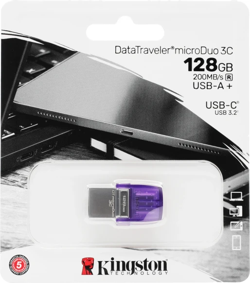 Флеш Диск Kingston 128Gb DataTraveler microDuo 3C DTDUO3CG3/128GB USB3.0 фиолетовый Флеш Диск Kingston 128Gb DataTraveler microDuo 3C DTDUO3CG3/128GB USB3.0 фиолетовый