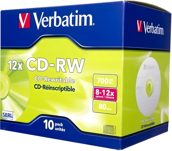 Диск CD-RW Verbatim 700Mb 12x Jewel case (10шт) (43148) Диск CD-RW Verbatim 700Mb 12x Jewel case (10шт) (43148)