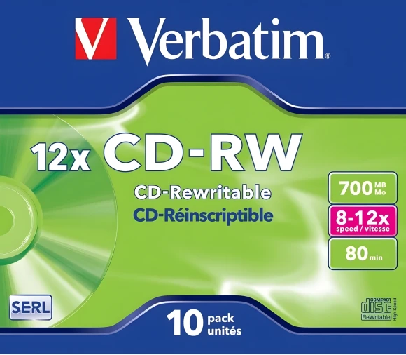 Диск CD-RW Verbatim 700Mb 12x Jewel case (10шт) (43148) Диск CD-RW Verbatim 700Mb 12x Jewel case (10шт) (43148)