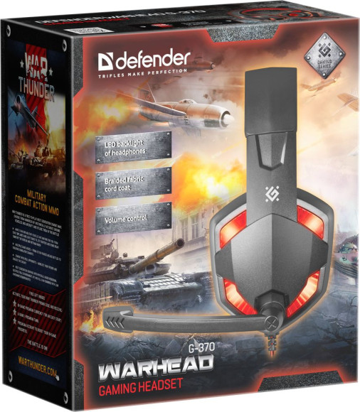 Наушники с микрофоном Defender Warhead G-370 черный/красный 2м накладные оголовье (64037) Наушники с микрофоном Defender Warhead G-370 черный/красный 2м накладные оголовье (64037)