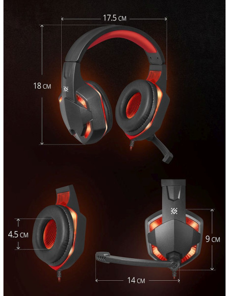 Наушники с микрофоном Defender Warhead G-370 черный/красный 2м накладные оголовье (64037) Наушники с микрофоном Defender Warhead G-370 черный/красный 2м накладные оголовье (64037)