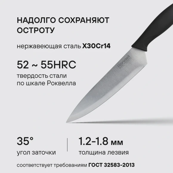 Набор ножей кухон. Rondell Sorge RD-1976 компл.:4предм. разд.дос. красный/черный блистер
