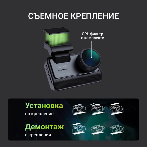 Видеорегистратор Digma FreeDrive 415W max черный 4Mpix 2160x3840 170гр. Novatek 96670