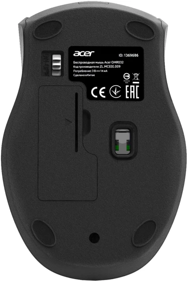 Мышь Acer OMR032 черный/красный оптическая 1600dpi беспров. USB 4but (ZL.MCEEE.009)