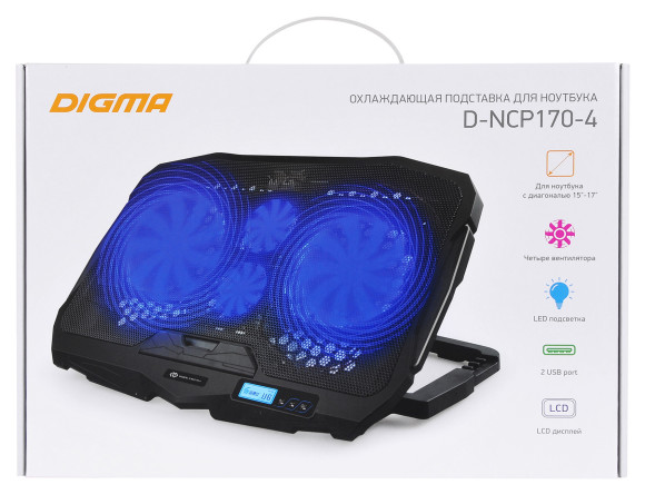 Подставка для ноутбука Digma D-NCP170-4 17"390x280x28мм 2xUSB 4x 70/125ммFAN 750г черный Подставка для ноутбука Digma D-NCP170-4 17"390x280x28мм 2xUSB 4x 70/125ммFAN 750г черный
