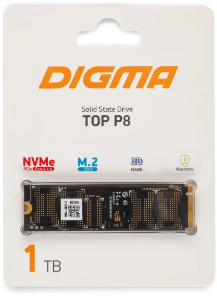 Накопитель SSD Digma PCIe 4.0 x4 1TB DGST4001TP83T Top P8 M.2 2280