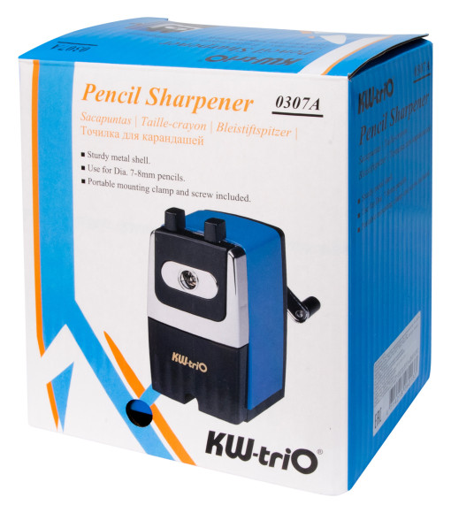 Точилка для карандашей механическая Kw-Trio 307Ablue 307A-BLU 1 отверстие металл синий