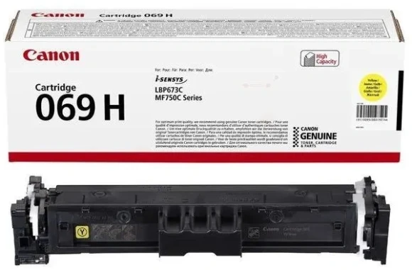 Картридж лазерный Canon 069HY 5095C002/004 желтый бар.в компл. (5500стр.) для Canon MF752Cdw/754Cdw, LBP673Cdw