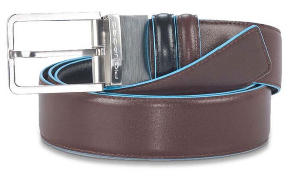 Ремень мужской Piquadro Blue Square CU2619B2/NMO 127х3.5см черный/коричневый натур.кожа Ремень мужской Piquadro Blue Square CU2619B2/NMO 127х3.5см черный/коричневый натур.кожа