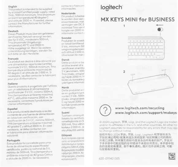 Клавиатура Logitech MX Keys Mini темно-серый/черный USB беспроводная BT/Radio LED (920-010617)