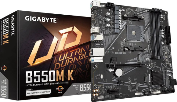 Материнская плата Gigabyte B550M K Soc-AM4 AMD B550 4xDDR4 mATX AC`97 8ch(7.1) GbLAN RAID+HDMI+DP Материнская плата Gigabyte B550M K Soc-AM4 AMD B550 4xDDR4 mATX AC`97 8ch(7.1) GbLAN RAID+HDMI+DP
