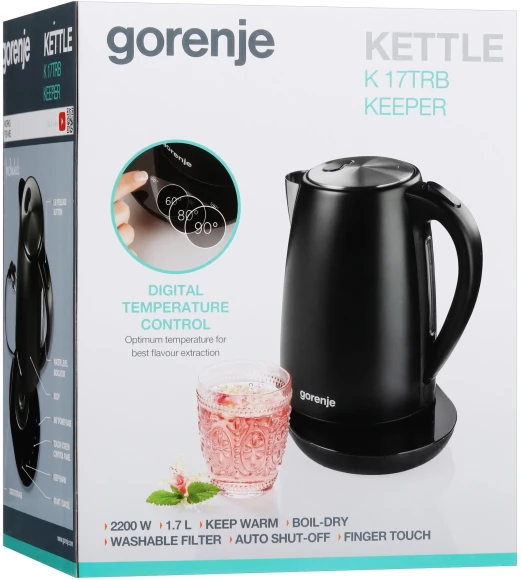Чайник электрический Gorenje K17TRB 1.7л. 2200Вт черный корпус: металл/пластик Чайник электрический Gorenje K17TRB 1.7л. 2200Вт черный корпус: металл/пластик