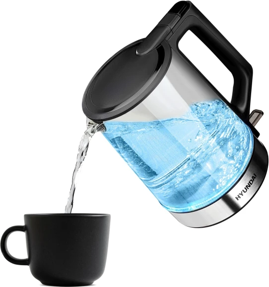 Чайник электрический Hyundai HYK-G8808 1.7л. 2200Вт черный/серебристый корпус: стекло Чайник электрический Hyundai HYK-G8808 1.7л. 2200Вт черный/серебристый корпус: стекло