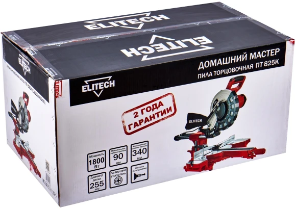 Торцовочная пила Elitech ПТ 825К (E2006.006.00) 1800Вт 4500об/мин d=255мм Торцовочная пила Elitech ПТ 825К (E2006.006.00) 1800Вт 4500об/мин d=255мм