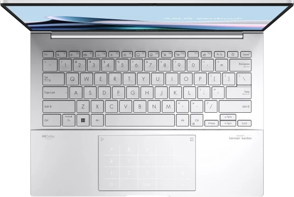Ноутбук Asus Zenbook 14 OLED UX3405MA-QD1017 Core Ultra 9 185H 32Gb SSD512Gb Intel Arc 14" OLED FHD+ (1920x1200) без ОС silver WiFi BT Cam Bag (90NB11R2-M01UC0)