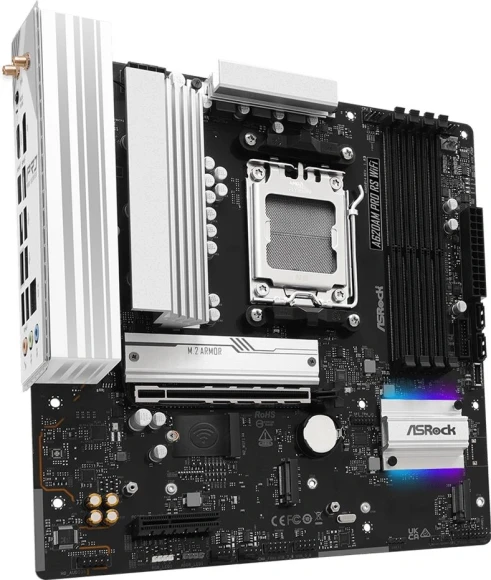 Материнская плата Asrock A620AM Pro RS WiFi Socket AM5 AMD A620A 4xDDR5 mATX AC`97 8ch(7.1) 2.5Gg RAID+HDMI+DP