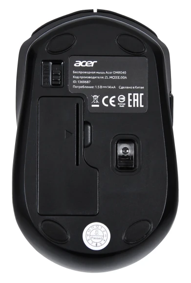 Мышь Acer OMR040 черный оптическая 1600dpi беспров. USB 6but (ZL.MCEEE.00A)