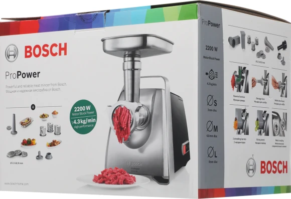 Мясорубка Bosch MFW68640 2200Вт серебристый/черный