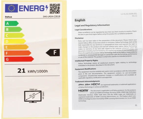 Монитор Dahua 23.8" DHI-LM24-C301B черный IPS LED 5ms 16:9 HDMI матовая 1200:1 300cd 178гр/178гр 2560x1440 100Hz DP 2K 3.1кг