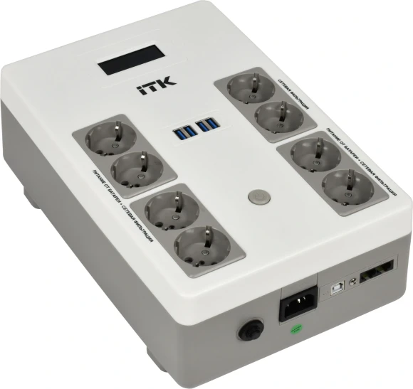 Источник бесперебойного питания ITK Electra EST8-1000VA-1-001 600Вт 1000ВА черный Источник бесперебойного питания ITK Electra EST8-1000VA-1-001 600Вт 1000ВА черный