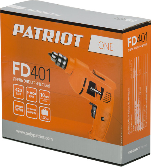 Дрель безударная Patriot FD 401 THE ONE 420Вт патрон:кулачковый реверс (120301401) Дрель безударная Patriot FD 401 THE ONE 420Вт патрон:кулачковый реверс (120301401)