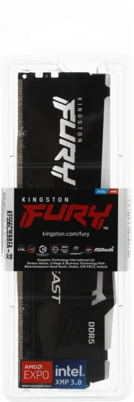 Память DDR5 32GB 5600MHz Kingston KF556C36BBEA-32 Fury Beast Expo RGB RTL Gaming PC5-44800 CL36 DIMM 288-pin 1.25В kit single rank с радиатором Ret