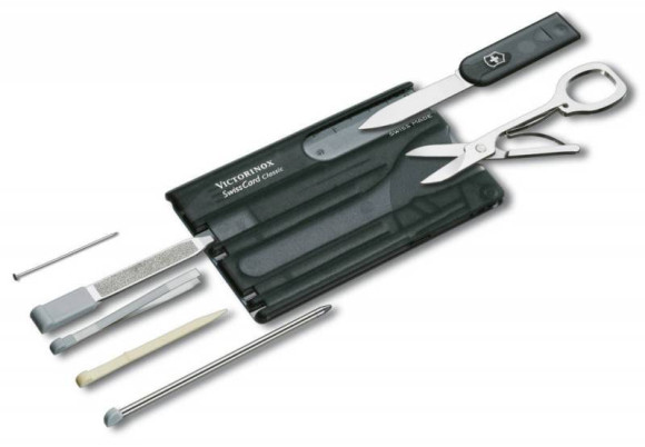 Швейцарская карта Victorinox SwissCard Classic (0.7133.T3) черный полупрозрачный коробка подарочная