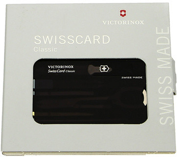 Швейцарская карта Victorinox SwissCard Classic (0.7133.T3) черный полупрозрачный коробка подарочная