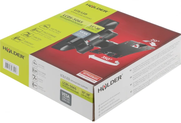 Кронштейн для телевизора Holder LCDS-5065 черный 19"-32" макс.30кг настенный поворот и наклон Кронштейн для телевизора Holder LCDS-5065 черный 19"-32" макс.30кг настенный поворот и наклон