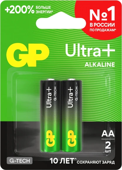 Батарея GP Ultra Plus Alkaline 15AUPA21-2CRSBNN2 AA (2шт) блистер