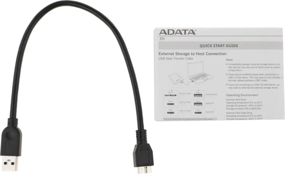 Жесткий диск A-Data USB3.1 1TB AHV620S-1TU31-CWH HV620S 2.5" белый