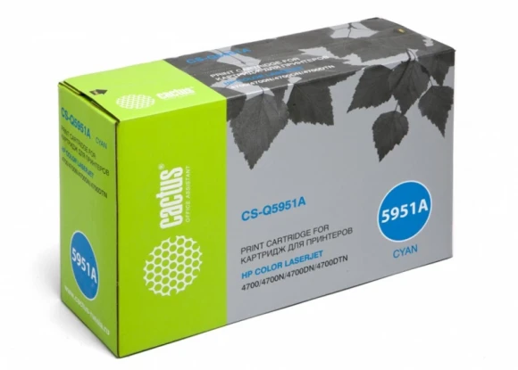 Картридж лазерный Cactus CS-Q5951A Q5951A голубой (10000стр.) для HP CLJ 4700