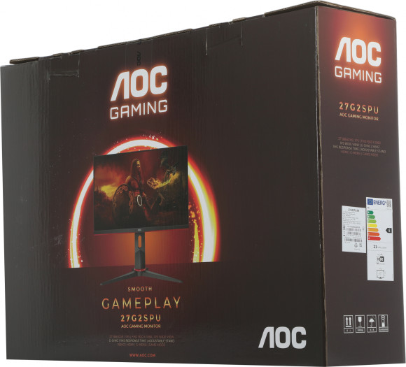 Монитор AOC 27" Gaming 27G2SPU черный IPS LED 1ms 16:9 HDMI M/M матовая HAS Piv 250cd 178гр/178гр 1920x1080 165Hz FreeSync Premium VGA DP FHD USB 5.07кг