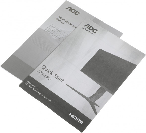 Монитор AOC 27" Gaming 27G2SPU черный IPS LED 1ms 16:9 HDMI M/M матовая HAS Piv 250cd 178гр/178гр 1920x1080 165Hz FreeSync Premium VGA DP FHD USB 5.07кг