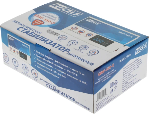 Стабилизатор напряжения Rucelf SRW-550-D 0.5кВА однофазный белый Стабилизатор напряжения Rucelf SRW-550-D 0.5кВА однофазный белый