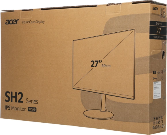 Монитор Acer 27" SH272UG0bmiiphx черный IPS LED 16:9 HDMI M/M матовая HAS Piv 250cd 178гр/178гр 2560x1440 120Hz FreeSync DP 2K 4.71кг