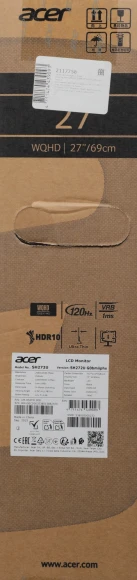 Монитор Acer 27" SH272UG0bmiiphx черный IPS LED 16:9 HDMI M/M матовая HAS Piv 250cd 178гр/178гр 2560x1440 120Hz FreeSync DP 2K 4.71кг