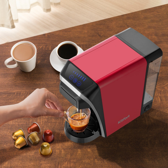 Кофемашина Kitfort КТ-7227 1400Вт красный/черный